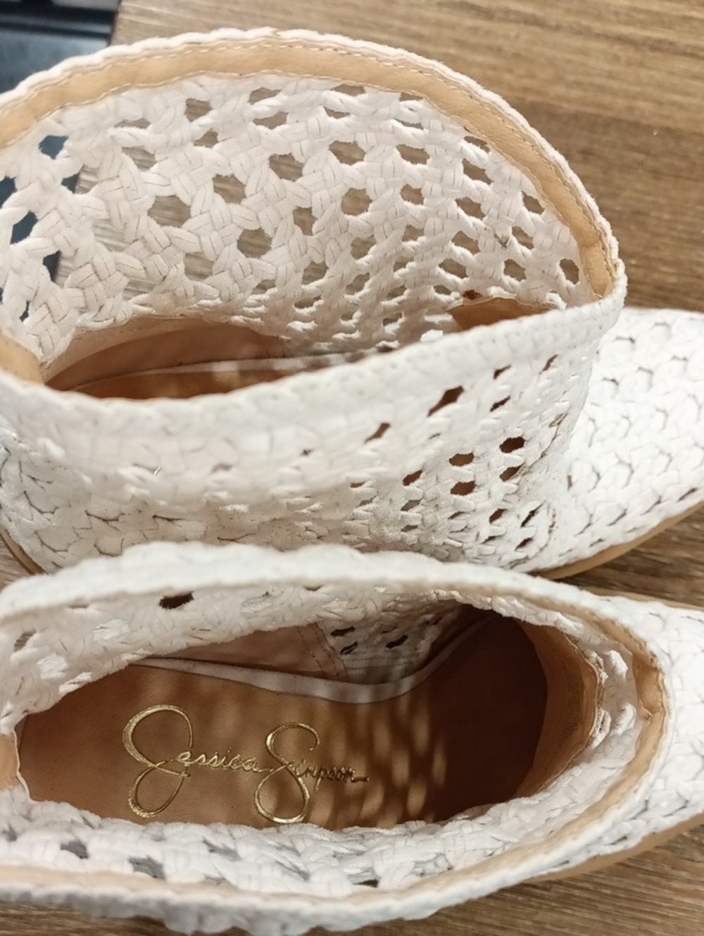 Women's Jessica Simpson -White Crochet Block Heel Ankle Boots - Picture 7 of 7